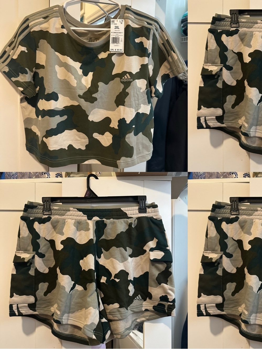 ADIDAS 2pc Camo Crop Tee and Shorts Set